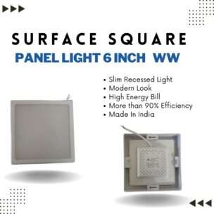 TechSphere Advances 15W Surface Square Panel, No Hole Required, BIS Approved, Colour- Warm White