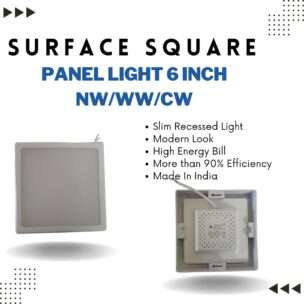 TechSphere Advances 15W Surface Square Panel, No Hole Required, BIS Approved, Colour- NW/WW/CW
