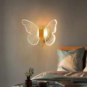 TechSphere Advances Bedside Lamp Butterfly Lamp LED Wall Sconce with Acrylic Light Guide, Nordic Indoor Wall Lights for Bedroom Bedside Living Room Home Decoration,White Light